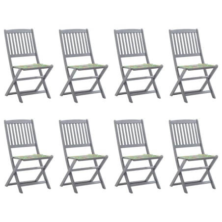 vidaXL Klappbare Gartenstühle 8 Stk. mit Kissen Massivholz Akazie