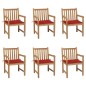 vidaXL Gartenstühle 6 Stk. mit Roten Kissen Massivholz Teak vidaXL Gartenstühle 6 Stk. mit Roten Kissen Massivholz Teak