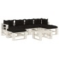 vidaXL 7-tlg. Garten-Lounge-Set Paletten mit Kissen in Schwarz Holz vidaXL 7-tlg. Garten-Lounge-Set Paletten mit Kissen in Schwarz Holz