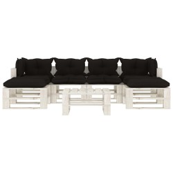  vidaXL 7-tlg. Garten-Lounge-Set Paletten mit Kissen in Schwarz Holz