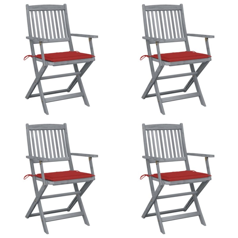vidaXL Klappbare Gartenstühle 4 Stk. mit Sitzkissen Massivholz Akazie vidaXL Klappbare Gartenstühle 4 Stk. mit Sitzkissen Massivholz Akazie