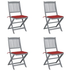 vidaXL Klappbare Gartenstühle 4 Stk. mit Kissen Massivholz Akazie