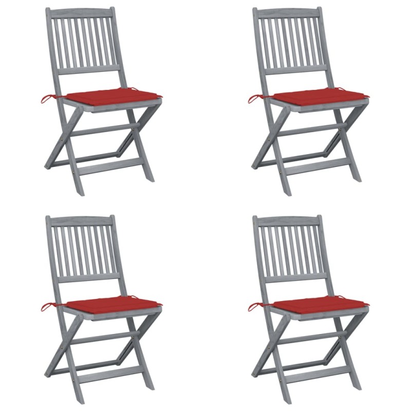 vidaXL Klappbare Gartenstühle 4 Stk. mit Kissen Massivholz Akazie vidaXL Klappbare Gartenstühle 4 Stk. mit Kissen Massivholz Akazie