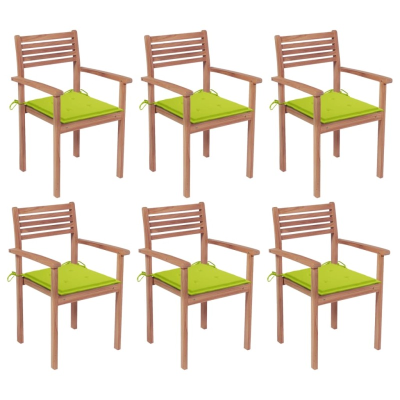 vidaXL Stapelbare Gartenstühle mit Kissen 6 Stk. Massivholz Teak vidaXL Stapelbare Gartenstühle mit Kissen 6 Stk. Massivholz Teak