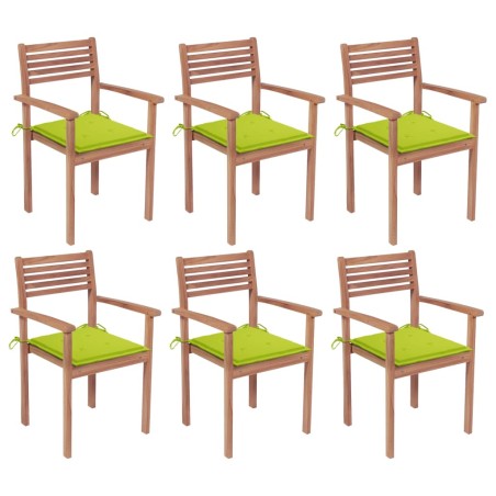 vidaXL Stapelbare Gartenstühle mit Kissen 6 Stk. Massivholz Teak