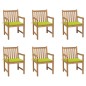 vidaXL Gartenstühle 6 Stk. mit Hellgrünen Kissen Massivholz Teak vidaXL Gartenstühle 6 Stk. mit Hellgrünen Kissen Massivholz Teak