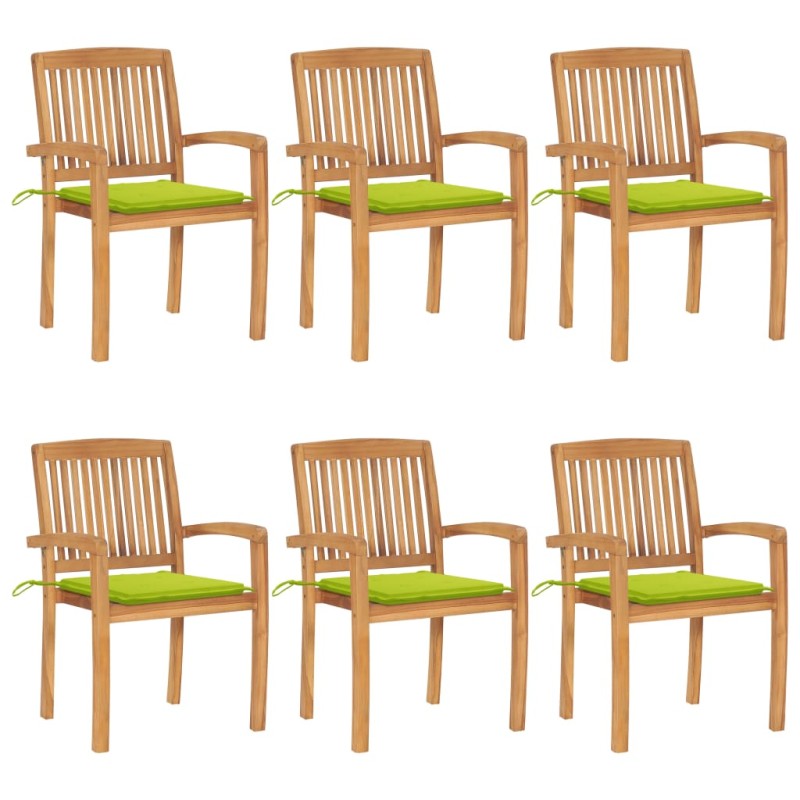 vidaXL Stapelbare Gartenstühle mit Kissen 6 Stk. Massivholz Teak vidaXL Stapelbare Gartenstühle mit Kissen 6 Stk. Massivholz Teak