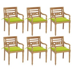 vidaXL Batavia-Stühle mit Kissen 6 Stk. Massivholz Teak