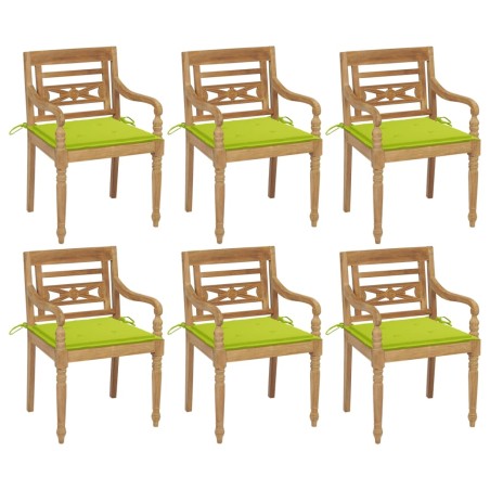 vidaXL Batavia-Stühle mit Kissen 6 Stk. Massivholz Teak