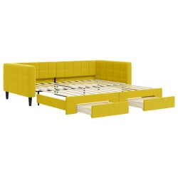 vidaXL Tagesbett Ausziehbar mit Schubladen Gelb 100x200 cm Samt