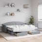 vidaXL Tagesbett Ausziehbar mit Schubladen Hellgrau 80x200 cm Stoff vidaXL Tagesbett Ausziehbar mit Schubladen Hellgrau 80x200 cm Stoff