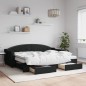 vidaXL Tagesbett Ausziehbar mit Schubladen Schwarz 80x200 cm Stoff vidaXL Tagesbett Ausziehbar mit Schubladen Schwarz 80x200 cm Stoff