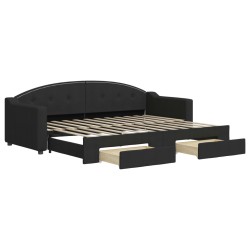vidaXL Tagesbett Ausziehbar mit Schubladen Schwarz 80x200 cm Stoff