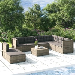 vidaXL 8-tlg. Garten-Lounge-Set mit Kissen Grau Poly Rattan