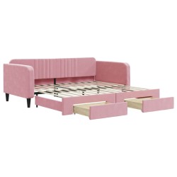 vidaXL Tagesbett Ausziehbar mit Schubladen Rosa 100x200 cm Samt