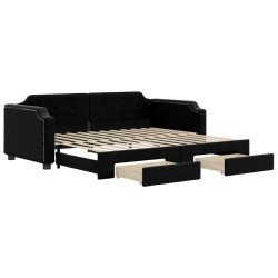 vidaXL Tagesbett Ausziehbar mit Schubladen Schwarz 80x200 cm Stoff
