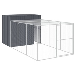 vidaXL Hundehütte mit Auslauf Anthrazit 214x457x181cm Verzinkter Stahl