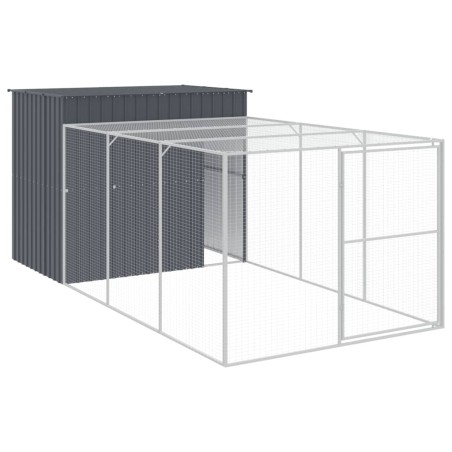 vidaXL Hundehütte mit Auslauf Anthrazit 214x457x181cm Verzinkter Stahl