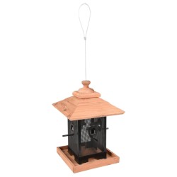 FLAMINGO Futtersilo für Vögel Zulma 22 cm Holz Schwarz und Braun