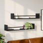 vidaXL Wandregale mit Stangen 2 Stk. Schwarz 80x16x14 cm vidaXL Wandregale mit Stangen 2 Stk. Schwarz 80x16x14 cm