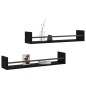 vidaXL Wandregale mit Stangen 2 Stk. Schwarz 80x16x14 cm vidaXL Wandregale mit Stangen 2 Stk. Schwarz 80x16x14 cm