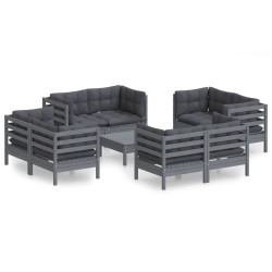 vidaXL 9-tlg. Garten-Lounge-Set mit Anthrazit Kissen Kiefernholz