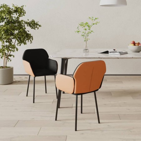 vidaXL Esszimmerstühle 2 Stk. Schwarz Stoff und Kunstleder