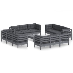 vidaXL 13-tlg. Garten-Lounge-Set mit Anthrazit Kissen Kiefernholz