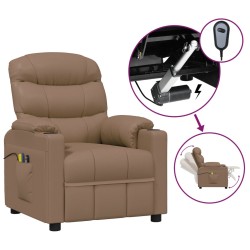 vidaXL Massagesessel Elektrisch Cappuccino-Braun Kunstleder