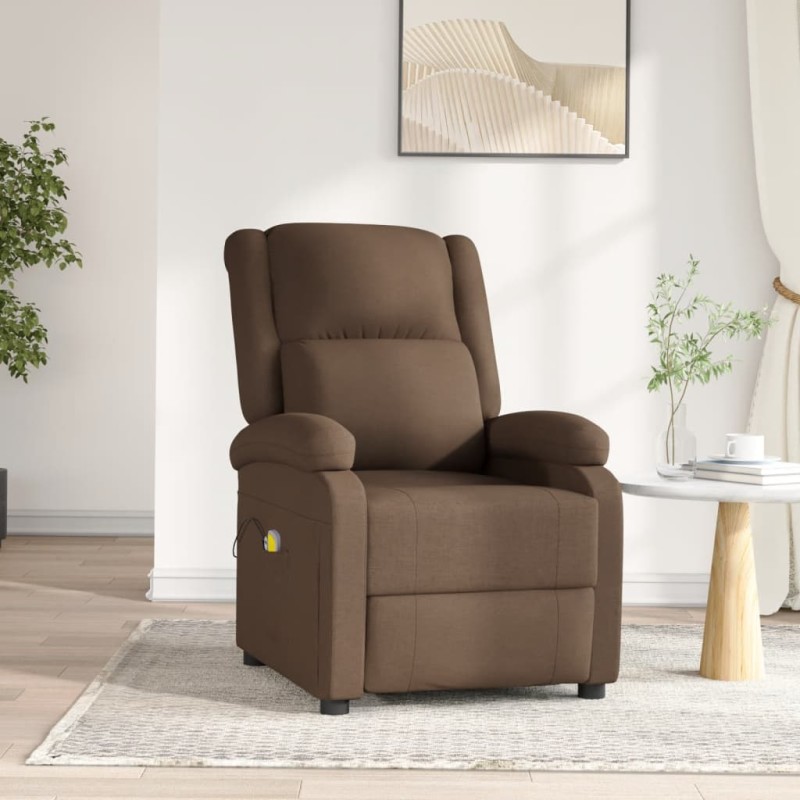 vidaXL Massagesessel Elektrisch Braun Stoff vidaXL Massagesessel Elektrisch Braun Stoff