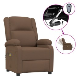 vidaXL Massagesessel Elektrisch Braun Stoff