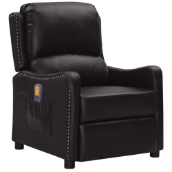 vidaXL Massagesessel Schwarz Glänzendes Kunstleder
