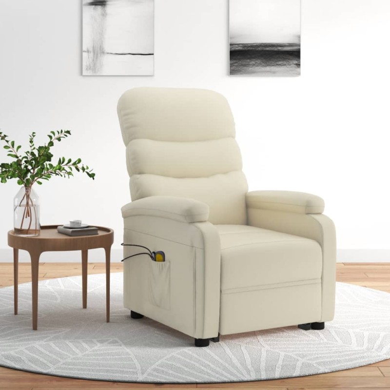 vidaXL Massagesessel mit Aufstehhilfe Cremeweiß Kunstleder vidaXL Massagesessel mit Aufstehhilfe Cremeweiß Kunstleder