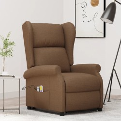 vidaXL Massagesessel mit Aufstehhilfe Braun Stoff