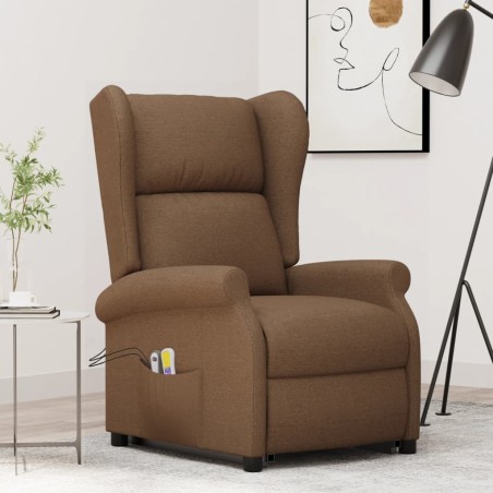 vidaXL Massagesessel mit Aufstehhilfe Braun Stoff