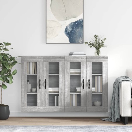 vidaXL Wandschränke 2 Stk. Grau Sonoma Holzwerkstoff