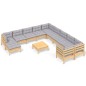 vidaXL 12-tlg. Garten-Lounge-Set mit Grauen Kissen Kiefernholz vidaXL 12-tlg. Garten-Lounge-Set mit Grauen Kissen Kiefernholz