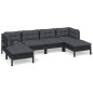 vidaXL 6-tlg. Garten-Lounge-Set mit Kissen Schwarz Kiefernholz vidaXL 6-tlg. Garten-Lounge-Set mit Kissen Schwarz Kiefernholz