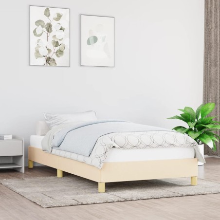 Bettgestell Creme 90x200 cm Stoff