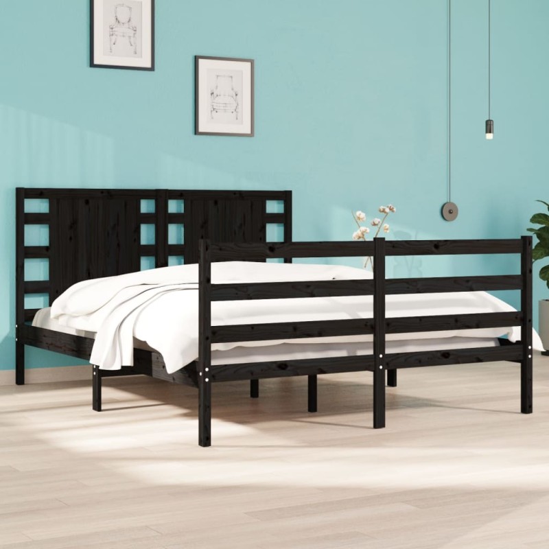 vidaXL Massivholzbett Schwarz Kiefer 120x190 cm vidaXL Massivholzbett Schwarz Kiefer 120x190 cm
