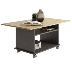 FMD Couchtisch mit Rollen Artisan Eiche-Optik und Schwarz