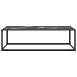 vidaXL Couchtisch Schwarz mit Schwarzem Glas in Marmor-Optik 120x50x35