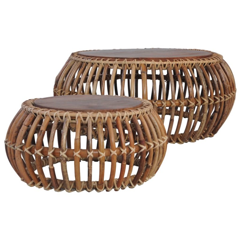 vidaXL Couchtische 2 Stk. Natur Rattan vidaXL Couchtische 2 Stk. Natur Rattan