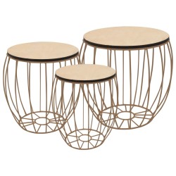 vidaXL Couchtisch-Set 3-tlg. Pappelsperrholz Eisen