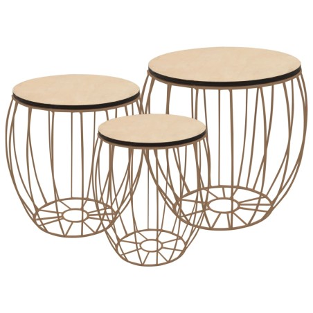 vidaXL Couchtisch-Set 3-tlg. Pappelsperrholz Eisen
