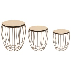 vidaXL Couchtisch-Set 3-tlg. Pappelsperrholz Eisen