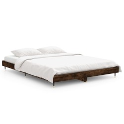 vidaXL Bettgestell Räuchereiche 135x190 cm Holzwerkstoff