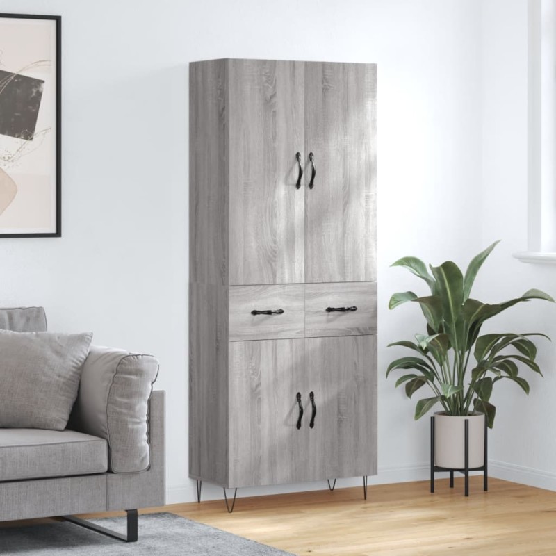 vidaXL Highboard Grau Sonoma 69,5x34x180 cm Holzwerkstoff vidaXL Highboard Grau Sonoma 69,5x34x180 cm Holzwerkstoff