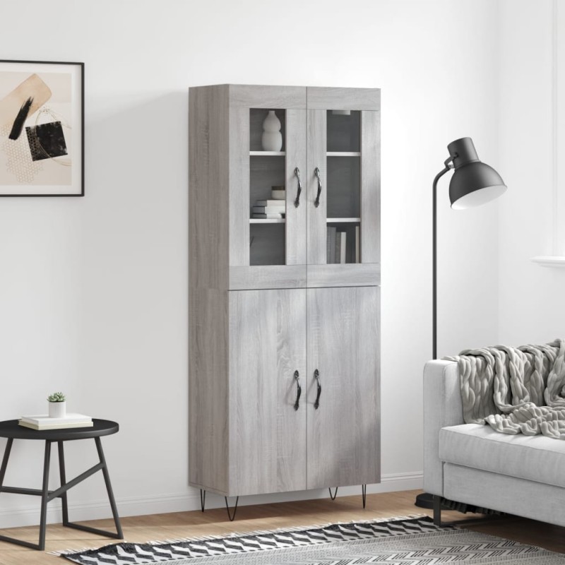 vidaXL Highboard Grau Sonoma 69,5x34x180 cm Holzwerkstoff vidaXL Highboard Grau Sonoma 69,5x34x180 cm Holzwerkstoff