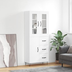 vidaXL Highboard Hochglanz-Weiß 69,5x34x180 cm Holzwerkstoff